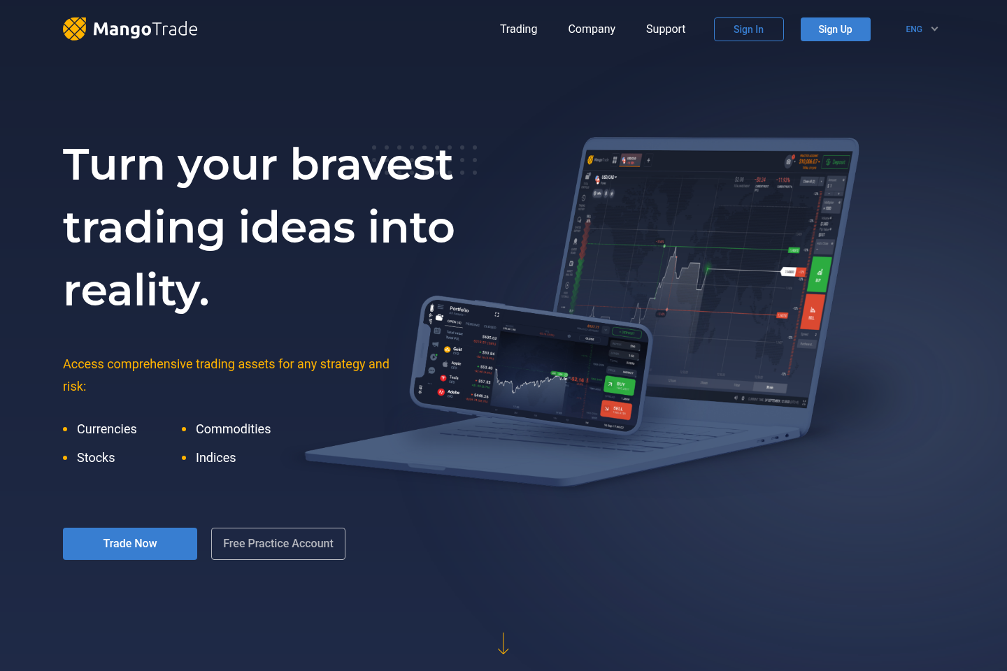 Screenshot of Mangotrade