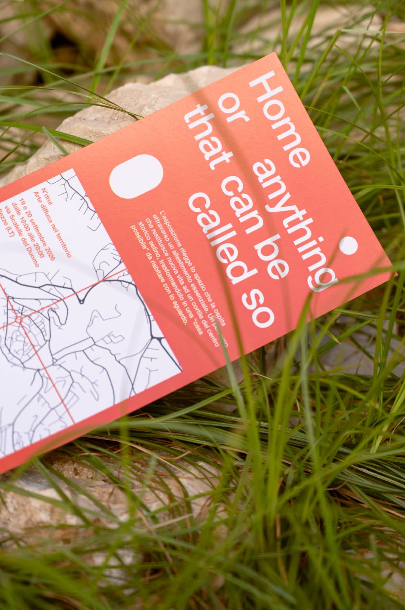 The exhibition leaflet resting in the grass