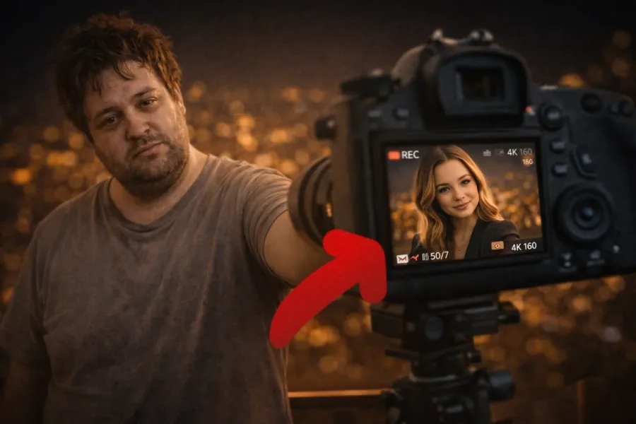 Мужчина снимает видео и становится девушкой: метафора создания цифровых аватаров с помощью ИИ