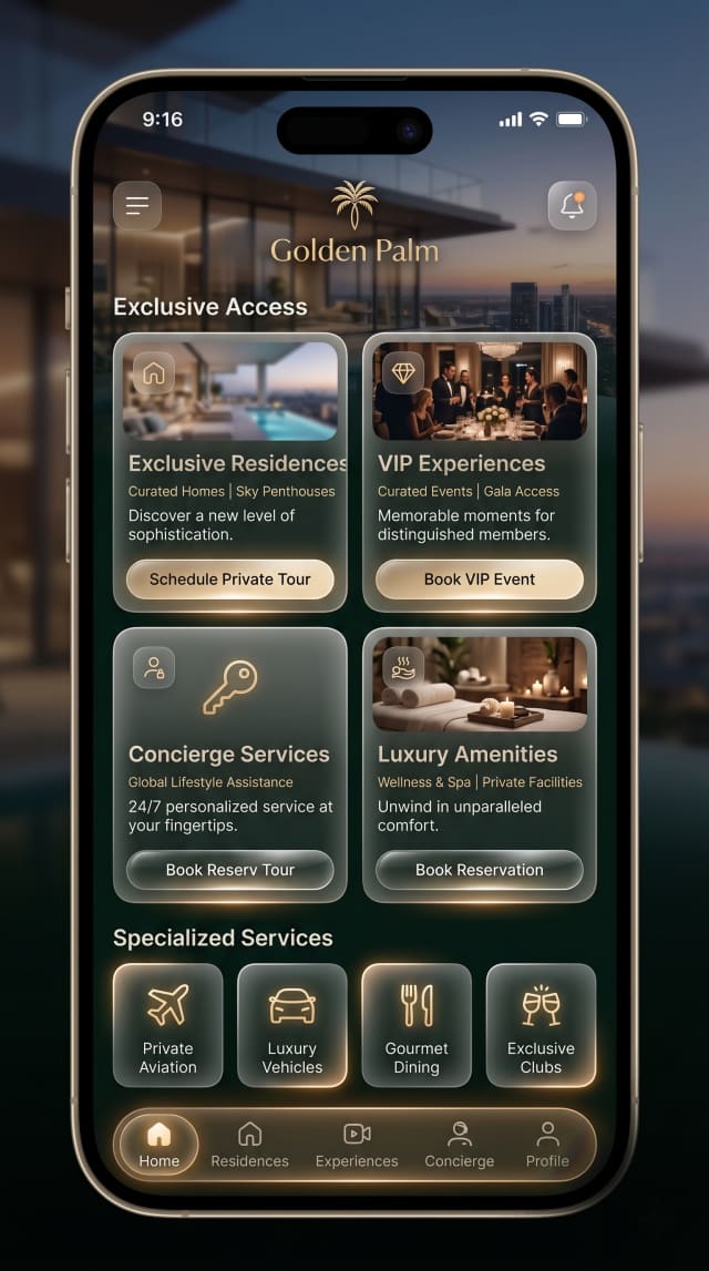 Golden Palm App Redesign – Live the Gold Standard