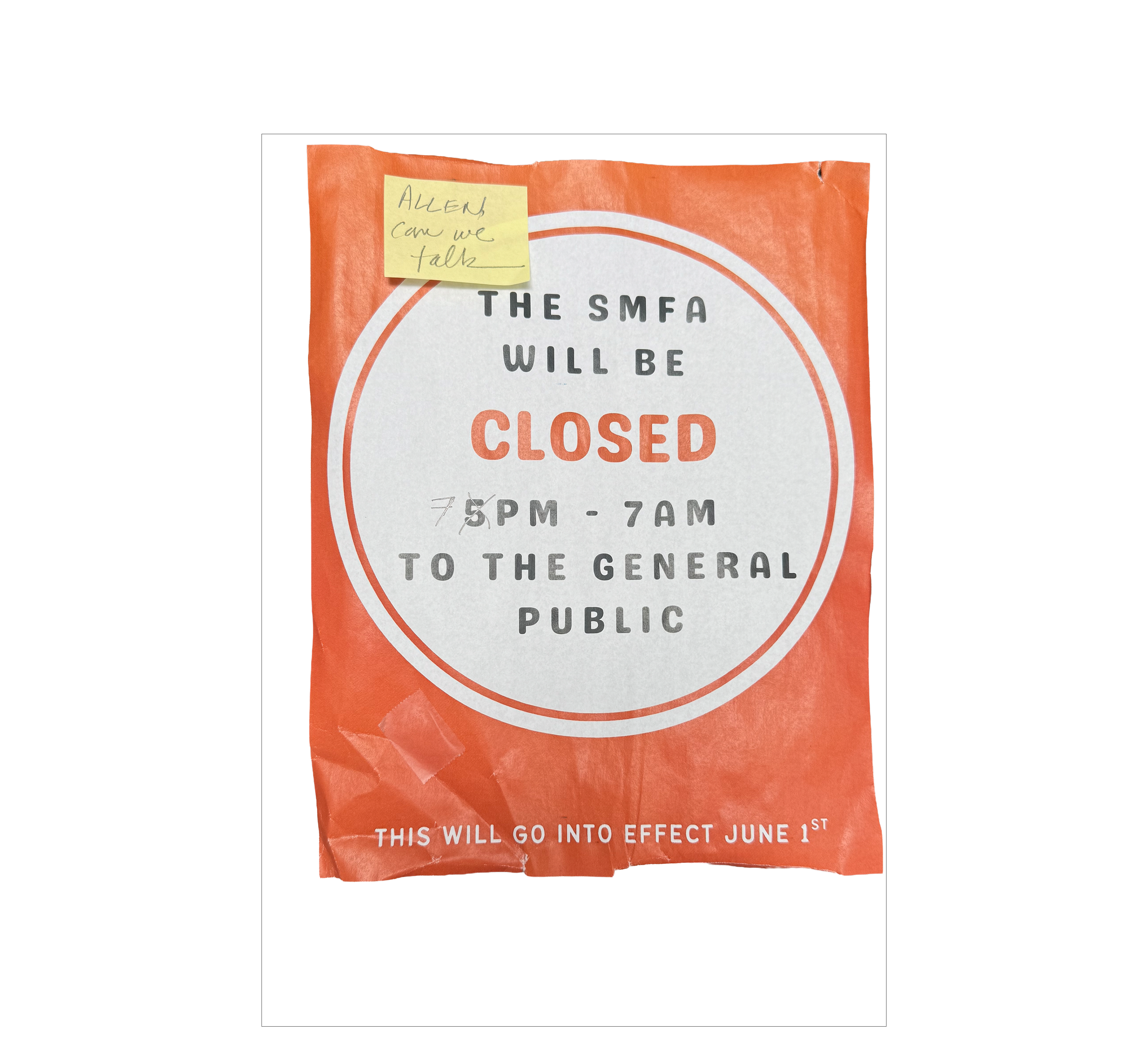 Old paper sign and entrance context