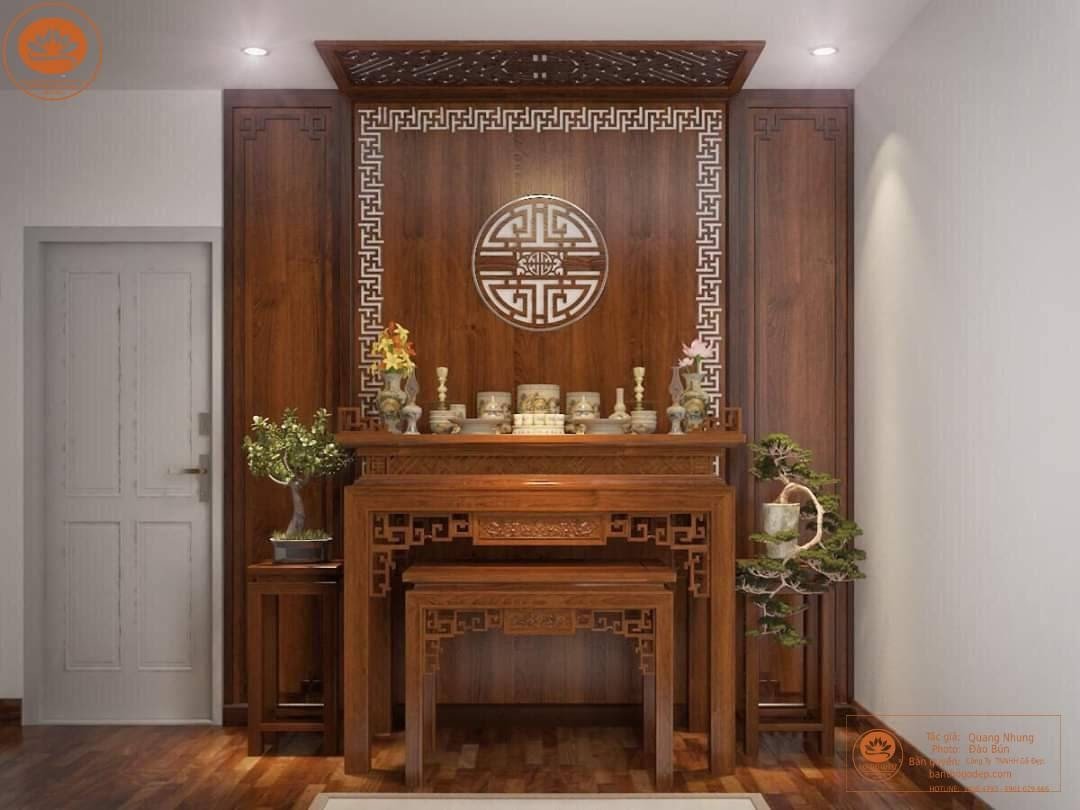 Vách phòng thờ gỗ MDF