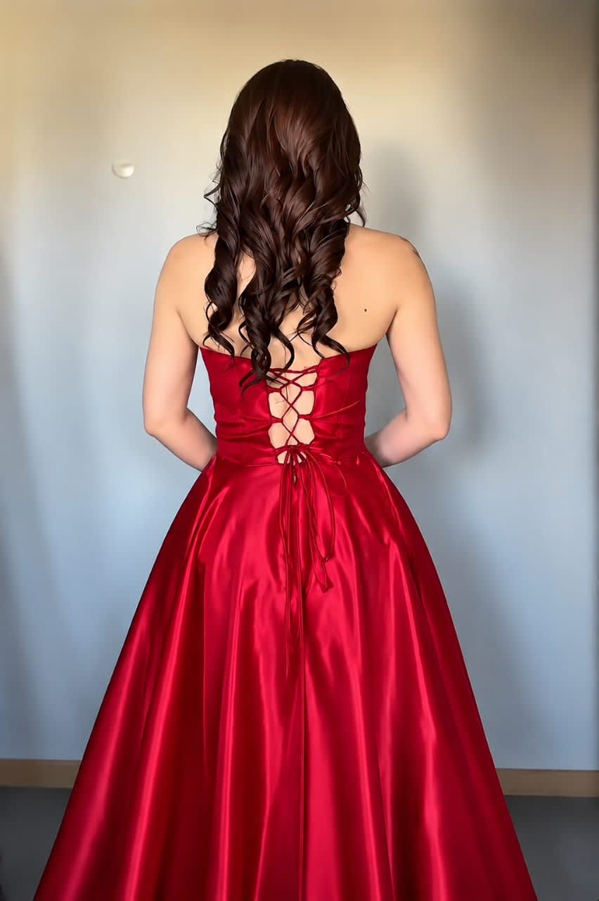 Robe de soirée rouge longue en satin, Rouge, taille XL, Très bon état — occasion à Reghaia (photo 2)