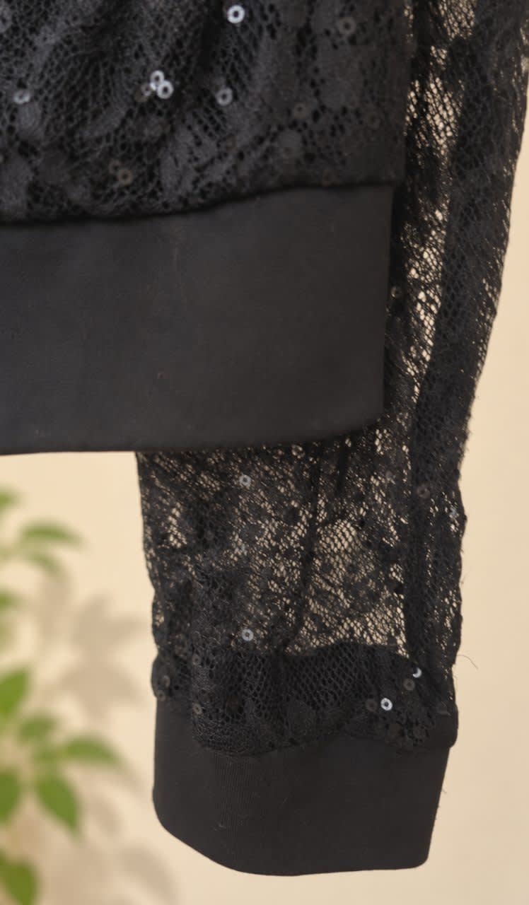 Veste Camaïeu noire en dentelle & sequins – Chic / soirée, Camaïeu, Noir, taille M, Très bon état — occasion à Cheraga (photo 4)