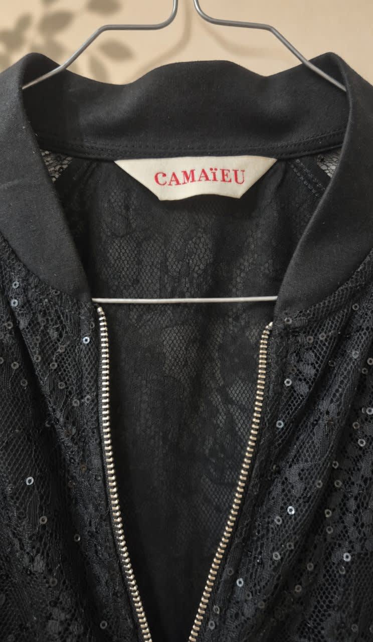 Veste Camaïeu noire en dentelle & sequins – Chic / soirée, Camaïeu, Noir, taille M, Très bon état — occasion à Cheraga (photo 2)