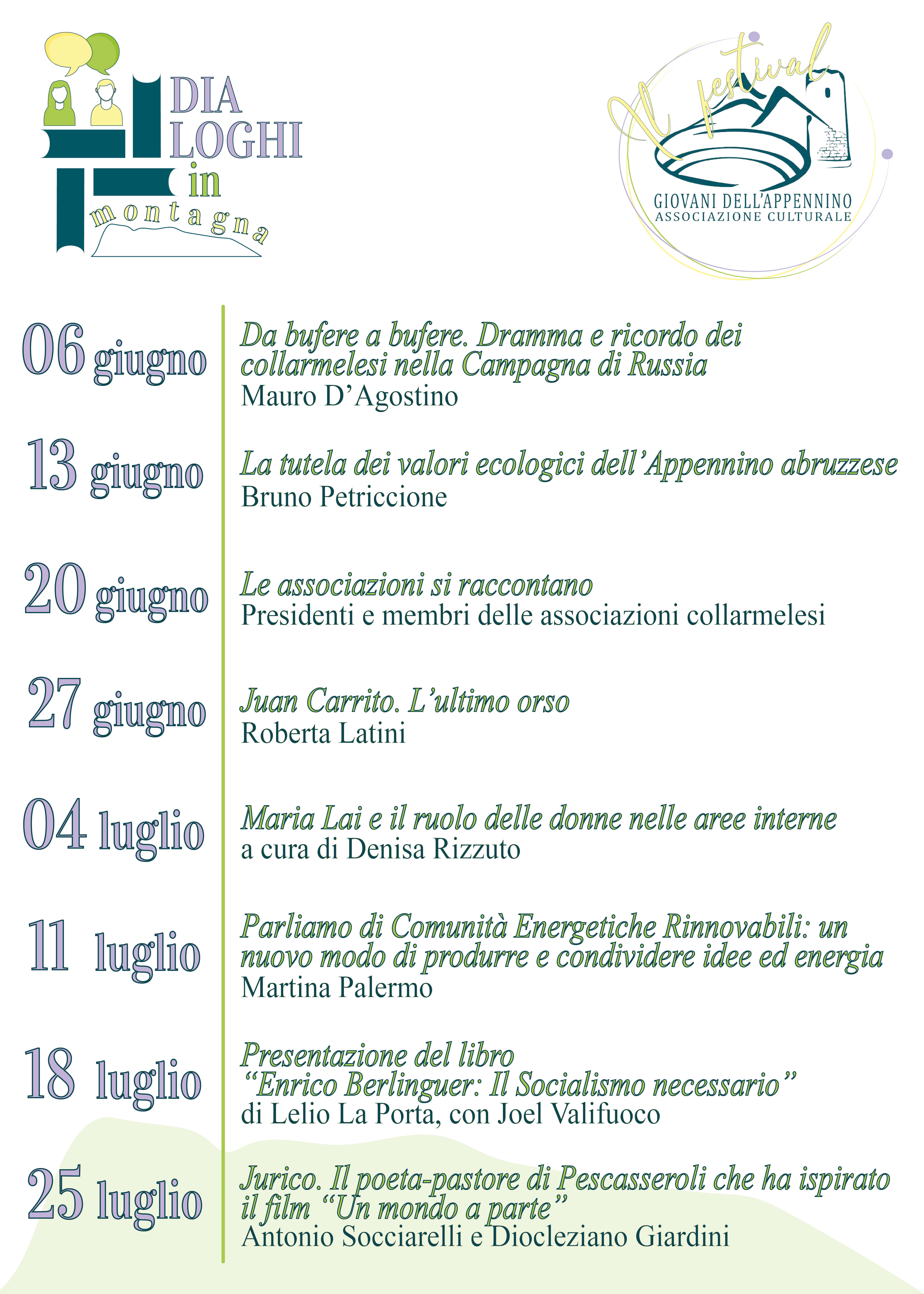 Dialoghi in montagna: calendario