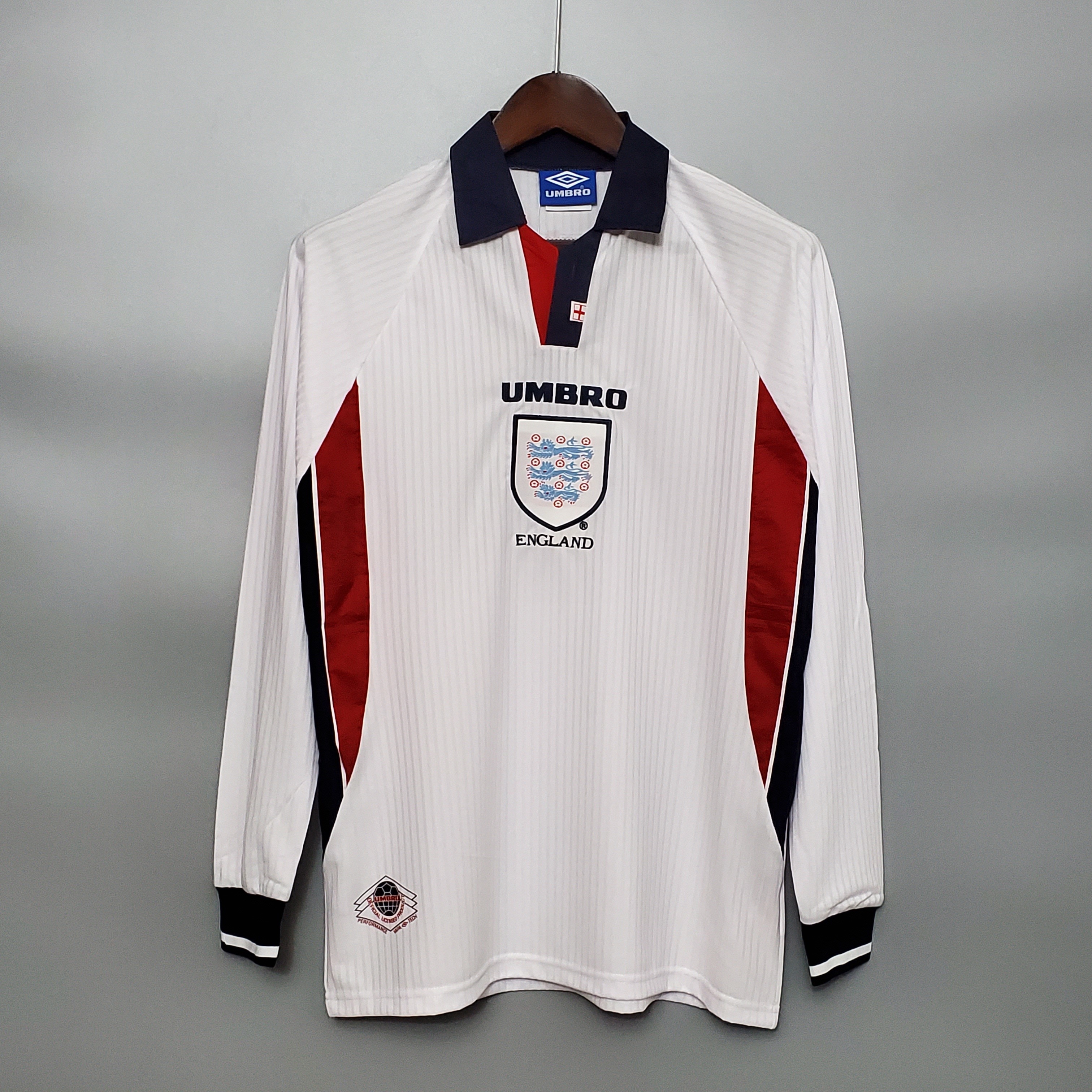 Camisa Manga Longa Inglaterra Titular Retrô | Copa 98