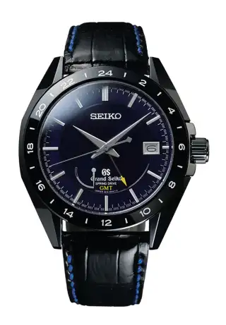 Seiko: Grand Seiko Black Ceramic Limited Edition Spring Drive GMT SBGE039 mit schwarzem Lederarmband