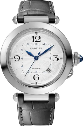 Cartier: Pasha de Cartier, 41 Millimeter, Edelstahl, Lederband