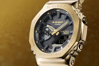 G-Shock Uhr, GM-B2100 Full-Metal in Gelbgold, Detailansicht Zifferblatt