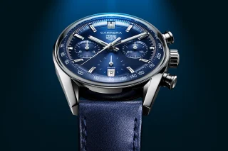 TAG Heuer Carrera Chronograph "Glassbox" in Blau, Uhr