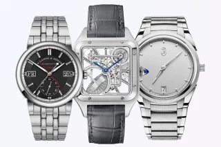 drei Uhren, Cartier, A Lange & Söhne, Parmigiani Fleurier, Edelstahl