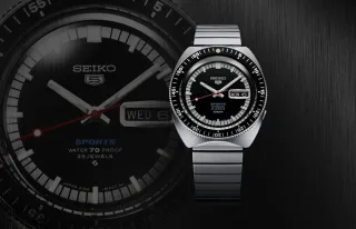 Die Referenz SRPK17 sieht der ersten Seiko 5 Sports von 1968 (im Hintergrund) sehr ähnlich