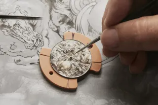 Vacheron Constantin: Gravur des Zifferblatt der Les Cabinotiers Hommage an Peter Paul Rubens "La Lutte pour l'étendard de la Bataille d'Anghiari"