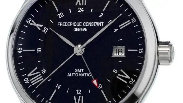 Frédérique Constant: Classics Index GMT mit Edelstahlband und schwarzem Zifferblatt