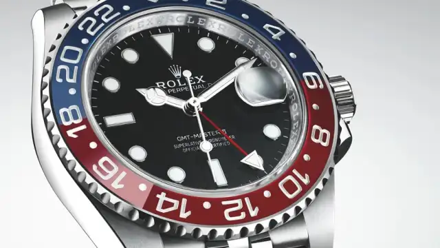 Rolex: Oyster Perpetual GMT-Master II in Edelstahl mit Pepsi-Lünette und Jubilé-Band