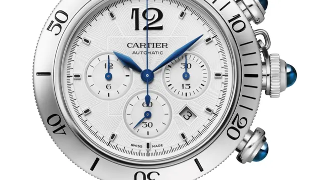 Cartier: Pasha de Cartier Chronograph in Edelstahl mit Metallband