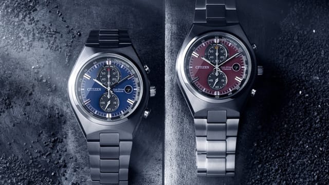 Citizen: CA7090 Chronographen mit blauem und roten Zifferblatt