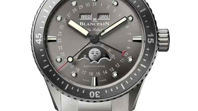 Blancpain: Fifty Fathoms Bathyscaphe Quantième Complet in Titan