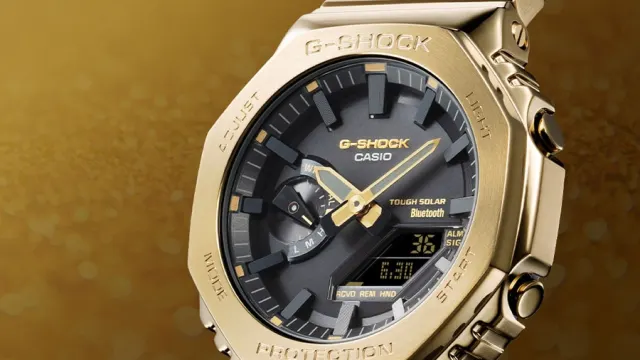 G-Shock Uhr, GM-B2100 Full-Metal in Gelbgold, Detailansicht Zifferblatt