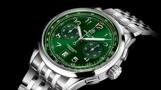 Breitling Premier B01 Chronograph 42 mit grünem Blatt und Stahlband