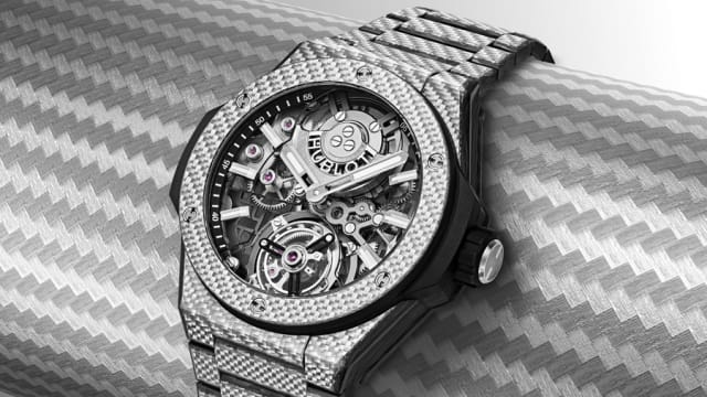 Hublot Big Bang Integrated Tourbillon Automatic Full Texalium-Carbon, Uhr-Schwarz-Weiß