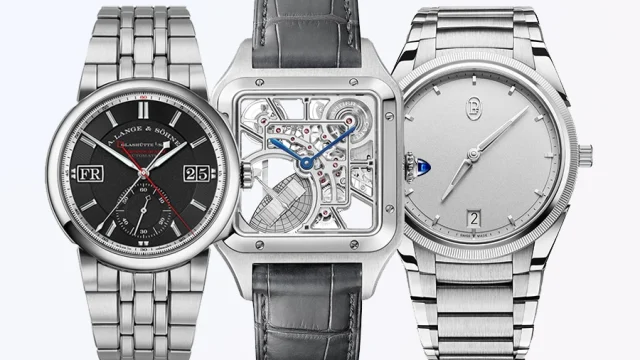drei Uhren, Cartier, A Lange & Söhne, Parmigiani Fleurier, Edelstahl