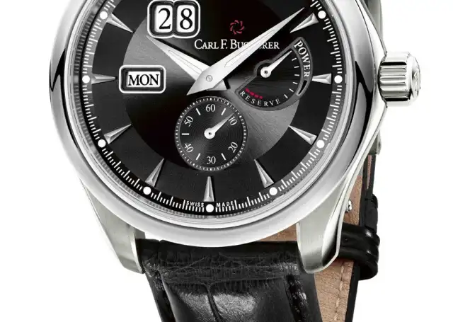 Carl F. Bucherer: Manero PowerReserve in Edelstahl mit Lederband und Zifferblatt in Schwarz