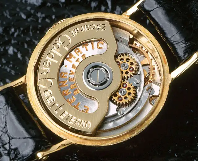 Eterna: Kaliber 2365 mit Massivgold-Kugellagerrotor von 1958
