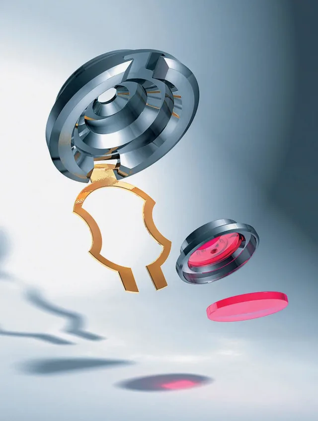 Die lyraförmige Feder der Incabloc-Stoßsicherung gibt Lager- und Deckstein frei