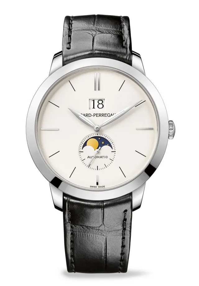 Girard-Perregaux: 1966 Großdatum und Mondphasenanzeige, Weißgold Girard-Perregaux: 1966 Großdatum und Mondphasenanzeige, Weißgold