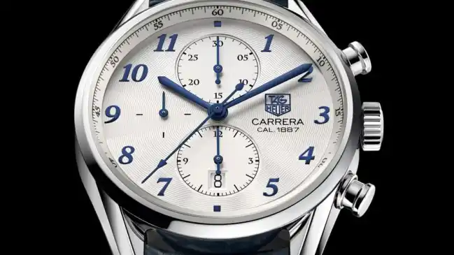 TAG Heuer Carrera Heritage Calibre 1887 Chronograph blaues Lederband