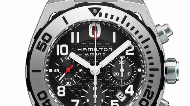 Hamilton: Khaki Navy Sub Auto Chrono mit schwarzem Kautschukband