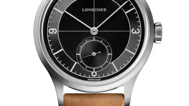 Longines: Heritage Classic mit schwarzem Zifferblatt und Lederband