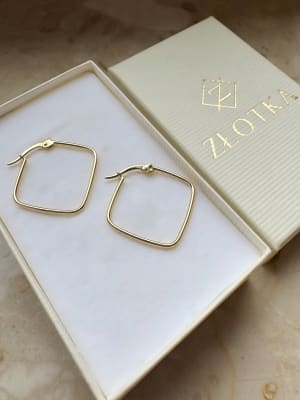 Złote kolczyki 585 KWADRATY - miniatura 2