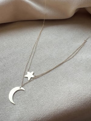 Złoty naszyjnik 585 KSIĘŻYC I GWIAZDKA - miniatura 1