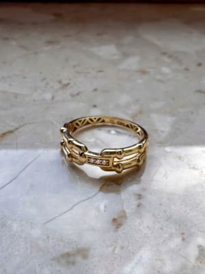 Złoty pierścionek 585 ŁAŃCUCH - miniatura 1