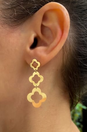 Złote kolczyki 585 WISZĄCE KWIATKI - miniatura 2