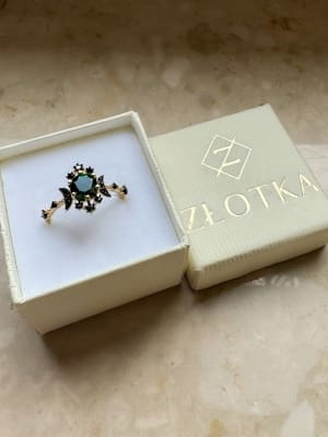 Złoty pierścionek 585 KAMIEŃ Z KSIĘŻYCAMI R.18 - miniatura 3