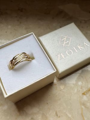 Złoty pierścionek 585 Z CYRKONIAMI - miniatura 3