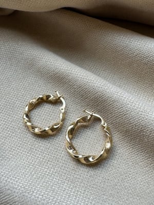 Złote kolczyki 585 KÓŁKA FALOWANE - miniatura 1