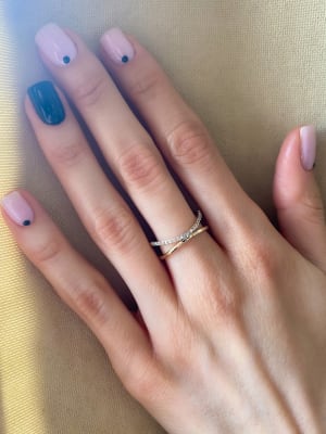 Złoty pierścionek 585 PODWÓJNY CYRKONIE - miniatura 4