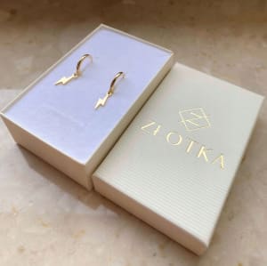 Złote kolczyki 585 KÓŁKA Z BŁYSKAWICĄ - miniatura 3