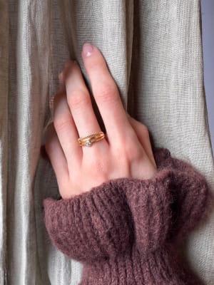 Złoty pierścionek 585 POTRÓJNY Z CYRKONIĄ R.16 - miniatura 3