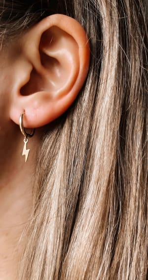 Złote kolczyki 585 KÓŁKA Z BŁYSKAWICĄ - miniatura 2