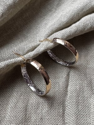 Złote kolczyki 585 KÓŁKA DIAMENTOWANE - miniatura 2