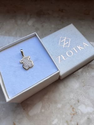 Złota zawieszka próba 585 MIŚ CYRKONIE - miniatura 3