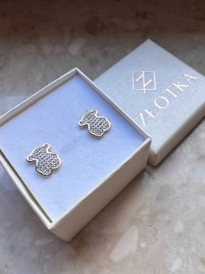 Złote kolczyki 585 MIŚ, MISIE CYRKONIE - miniatura 3