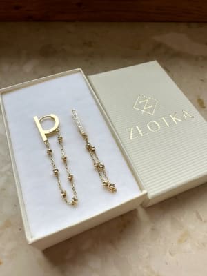 Złote kolczyki próba 585 WISZĄCE Z KULKAMI - miniatura 3