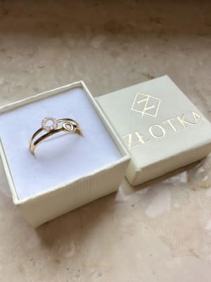 Złoty pierścionek 585 KÓŁKA Z CYRKONIAMI - miniatura 3